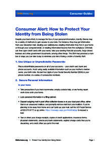 DMAchoice.org  Consumer Guides Consumer Alert: How to Protect Your Identity from Being Stolen