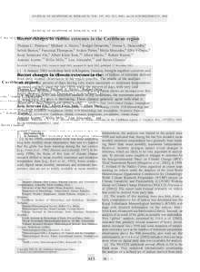 JOURNAL OF GEOPHYSICAL RESEARCH, VOL. 107, NO. D21, 4601, doi:[removed]2002JD002251, 2002  Recent changes in climate extremes in the Caribbean region Thomas C. Peterson,1 Michael A. Taylor,2 Rodger Demeritte,3 Donna L. Du