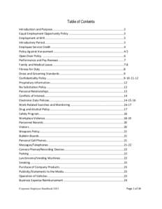 Table of Contents Introduction and Purpose ..........................................................................................2 Equal Employment Opportunity Policy .................................................