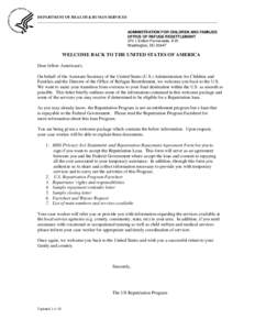 DEPARTMENT OF HEALTH & HUMAN SERVICES ____________________________________________________________________________________________________________ ADMINISTRATION FOR CHILDREN AND FAMILIES OFFICE OF REFUGE RESETTLEMENT 37