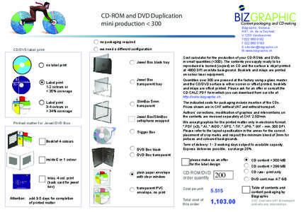 CD-ROM and DVD Duplication mini production < 300 Commande Instructions FTP