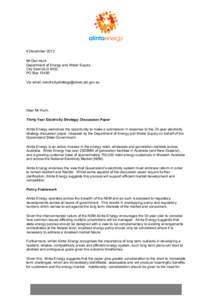 6 December 2013 Mr Dan Hunt Department of Energy and Water Supply City East QLD 4002, PO Box[removed]Via email: [removed]