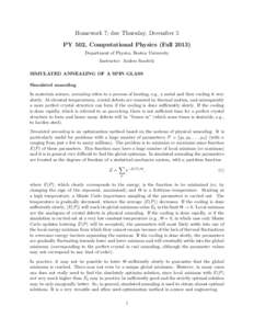 Homework 7; due Thursday, December 5 PY 502, Computational Physics (Fall[removed]Department of Physics, Boston University
