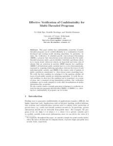 Effective Verification of Confidentiality for Multi-Threaded Programs Tri Minh Ngo, Mari¨elle Stoelinga, and Marieke Huisman University of Twente, Netherlands  