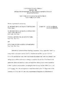 Sumitomo Mitsui Banking Corporation – taking steps to address deficiencies relating to compliance by the NY Branch