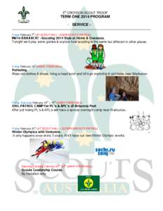 3rd CROYDON SCOUT TROOP  TERM ONE 2014 PROGRAM