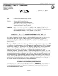 STATE OF CALIFORNIA - NATURAL RESOURCES AGENCY  EDMUND G. BROWN, JR., G OVERNOR CALIFORNIA COASTAL COMMISSION South Coast Area Office
