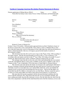 Southern Campaign American Revolution Pension Statements & Rosters Pension application of Wiliam Maxey W8412 Nancy f52VA Transcribed by Kenny Carter, James Owens, Tobias Stockmann, and Kaleb McArdle[removed]