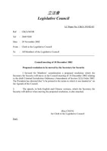 立法會 Legislative Council LC Paper No. CB[removed]Ref  : CB(3)/M/OR