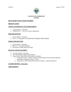 6:30 p.m.  January 9, 2012 COUNCIL-IN-COMMITTEE AGENDA