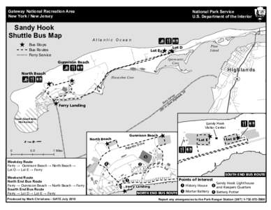 Gateway National Recreation Area New York / New Jersey Sandy Hook Shuttle Bus Map Bus Stops