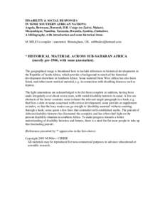 DISABILITY & SOCIAL RESPONSES IN SOME SOUTHERN AFRICAN NATIONS: Angola, Botswana, Burundi, D.R. Congo (ex Zaire), Malawi, Mozambique, Namibia, Tanzania, Rwanda, Zambia, Zimbabwe. A bibliography, with introduction and som