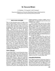 16 SWALLOW-WORTS L. Tewksbury, 1 R. Casagrande, 1 and A. Gassmann2 1 Department of Plant Sciences, University of Rhode Island, Kingston, Rhode Island, USA 2