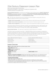21st Century Classroom Lesson Plan IDAHO STATE DEPARTMENT OF EDUCATION DEVELOPED ACCORDING TO THE CHARLOTTE DANIELSON FRAMEWORK AND UNIVERSAL DESIGN FOR LEARNING (UDL)  Charlotte Danielson Framework - This lesson plan in