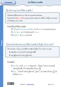 Orthographe  Qu’est-ce qu’une lettre muette ? Certaines lettres dans un mot ne se prononcent pas. Ce sont des lettres muettes qui peuvent se situer au début, à la fin ou encore à l’intérieur d’un mot.