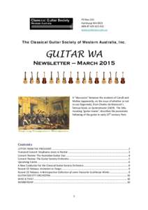 PO Box 201 Karrinyup WA 6921 ABN[removed]www.guitarwa.com.au  The Classical Guitar Society of Western Australia, Inc.