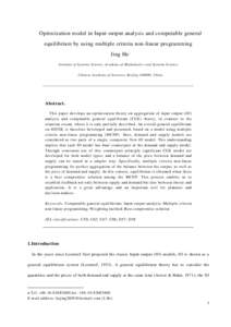 Optimization model in Input output analysis and computable general equilibrium by using multiple criteria non-linear programmi