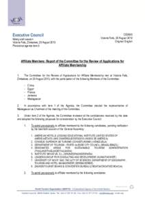 Executive Council  Ninety-sixth session Victoria Falls, Zimbabwe, 25 August 2013 Provisional agenda item 5