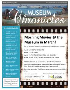 NIAGARA HISTORICAL SOCIETY & MUSEUM  SPRING 2014 NEWSLETTER Chronicles MUSEUM
