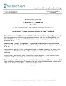 Vicinage Clause / Mock trial / Lenape Valley Regional High School / High Point Regional High School / New Jersey Superior Court / W. Hunt Dumont / New Jersey / Law / United States constitutional criminal procedure