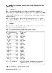 RULES & REGULATIONS FOR THE FIDE WORLD CHAMPIONSHIP MATCH (FWCM[removed].