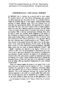 ~  [1978] The Juridical Review, pp. 216–32. Reprinted by permission of The Juridical Review. All rights reserved.  ANTHROPOLOGY