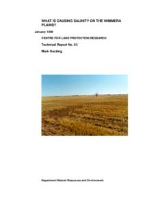 WHAT IS CAUSING SALINITY ON THE WIMMERA PLAINS? January 1999 CENTRE FOR LAND PROTECTION RESEARCH  Technical Report No. 53