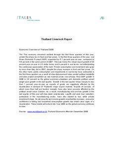 Thailand Livestock Report  Economic Overview of Thailand 2008