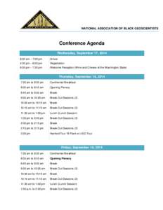 NATIONAL ASSOCIATION OF BLACK GEOSCIENTISTS  Conference Agenda Wednesday, September 17, 2014 8:00 am – 7:00 pm