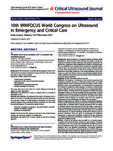 Critical Ultrasound Journal 2015, Volume 7 Suppl 1 http://www.criticalultrasoundjournal.com/supplements/7/S1 MEETING ABSTRACTS  Open Access