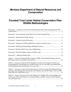 Montana Department of Natural Resources and Conservation Forested Trust Lands Habitat Conservation Plan: Wildlife Methodologies Document 1: Vegetation crosswalk for GAP and Montana State Forest Land Management Plan