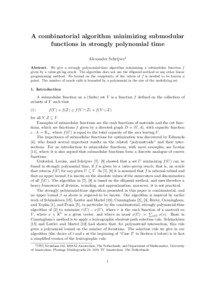 A combinatorial algorithm minimizing submodular functions in strongly polynomial time Alexander Schrijver1