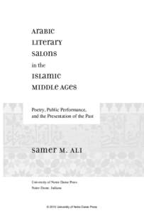 Arabic Literary Salons in the Islamic Middle Ages