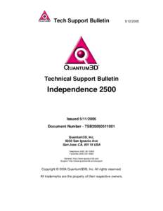 Tech Support Bulletin  Technical Support Bulletin Independence 2500