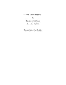 Crown Volume Estimates By Edward Forrest Frank