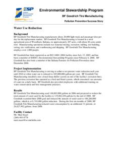 Environmental Stewardship Program BF Goodrich Tire Manufacturing Pollution Prevention Success Story Water Use Reduction Background