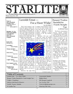 The Official Publication of the Peoria Astronomical Society, Inc.  Winter Issue No. 148 Peoria Astronomical