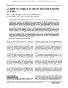 Downloaded from genome.cshlp.org on February 10, Published by Cold Spring Harbor Laboratory Press  Research Genome-wide signals of positive selection in human evolution