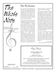 The Whole Note Newsletter of The Norwalk Youth Symphony March, 2002