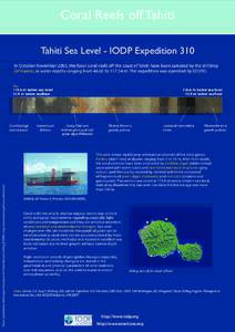 Coral Reefs off Tahiti Tahiti Sea Level - IODP Expedition 310 In October-November 2005, the fossil coral reefs off the coast of Tahiti have been sampled by the drillship DP Hunter, in water depths ranging fromto 1