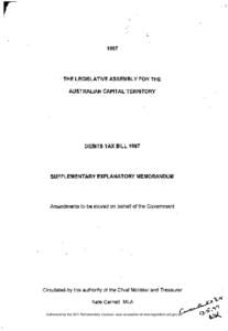 [removed]THE LEGISLATIVE ASSEMBLY FOR THE AUSTRALIAN CAPITAL TERRITORY  DEBITS TAX BILL 1997
