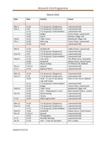 Wonersh U3A Programme March 2015 Date Time