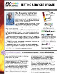 Testing Services Update VOLUME 1 ISSUE 1  DECEMBER 2012