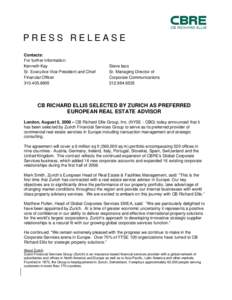 Microsoft Word - Press Release - CBRE selected by Zurich.doc