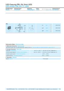 LED-Fassung PBL (für 3mm LED) LED-Holder PBL (for T1 LED) Ausführungen Models  Abmessungen