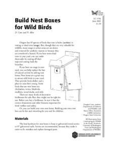 The Wildlife Garden Build Nest Boxes for Wild Birds