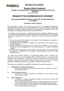 REPUBLIC OF GHANA  GHANA GRID COMPANY 1st PHASE OF THE INTER-ZONAL TRANSMISSION HUB PROJECT WAPP APL3 PROGRAM (IDA CR 4971-GH)