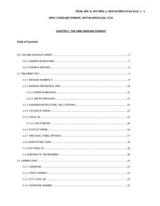 PSCM, APP. B, NTS MPG-1, W3YVQ MPG1V14A-3/14, 1 - 1 MPG-1 MESSAGE FORMAT, W3YVQ MPG1V14A, 3/14 CHAPTER 1, THE ARRL MESSAGE FORMAT  Table of Contents