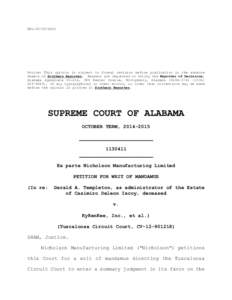 REL:Notice: This opinion is subject to formal revision before publication in the advance sheets of Southern Reporter. Readers are requested to notify the Reporter of Decisions, Alabama Appellate Courts, 300 D