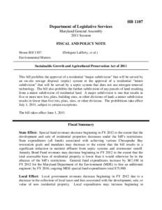 HB 1107 Department of Legislative Services Maryland General Assembly 2011 Session FISCAL AND POLICY NOTE House Bill 1107